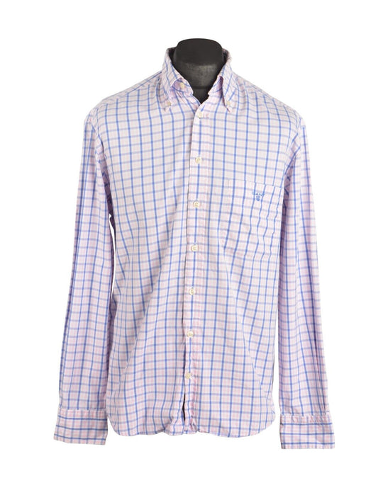Men's GANT Pink Check LS Regular Fit Pinpoint Oxford Shirt Size M
