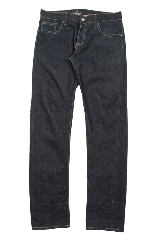 Men's POT MEETS POP Dark Blue Raw Faded Denim Jeans Size 32