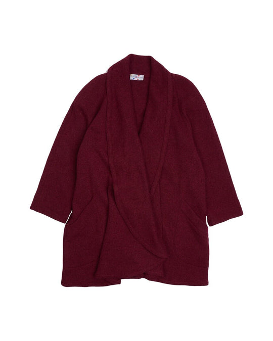 JEAN DESSES Cape Burgundy Wool Women's Open Cardigan Coat Size 1