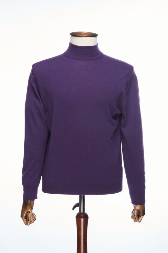 CANALI Turtle Neck Sweater Purple Wool Men's Knit Pullover Size 52 / L