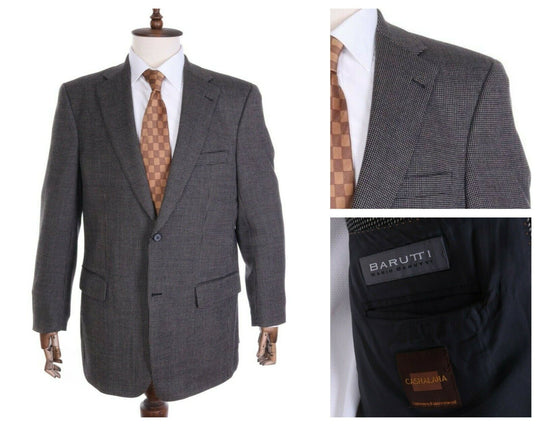 Men's MARIO BARUTTI Black Cashmere Wool Jacket Blazer Size 52 R