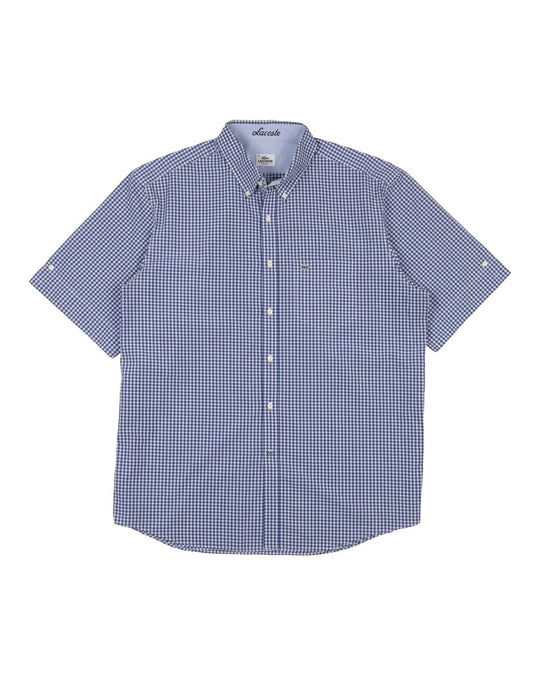 LACOSTE Shirt Blue White Check Mens Button Down Top Size 45