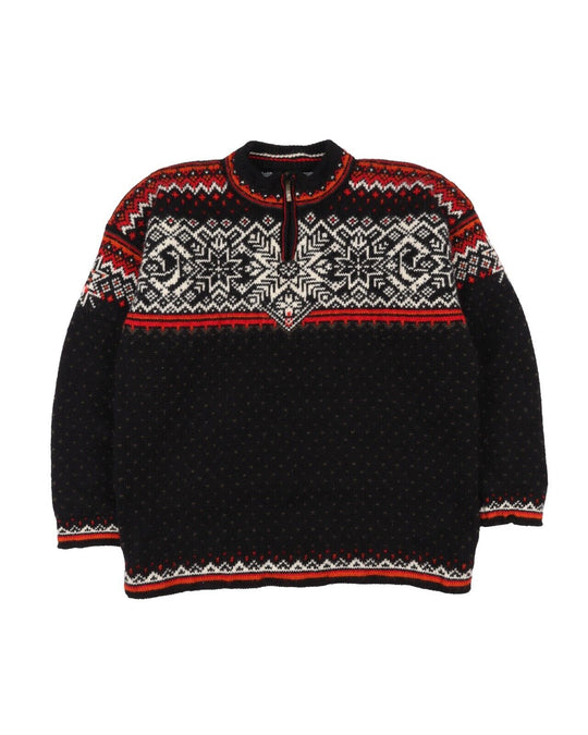 DALE OF NORWAY Pullover Black Fair Isle Wool Men's Knit Sweater Size L