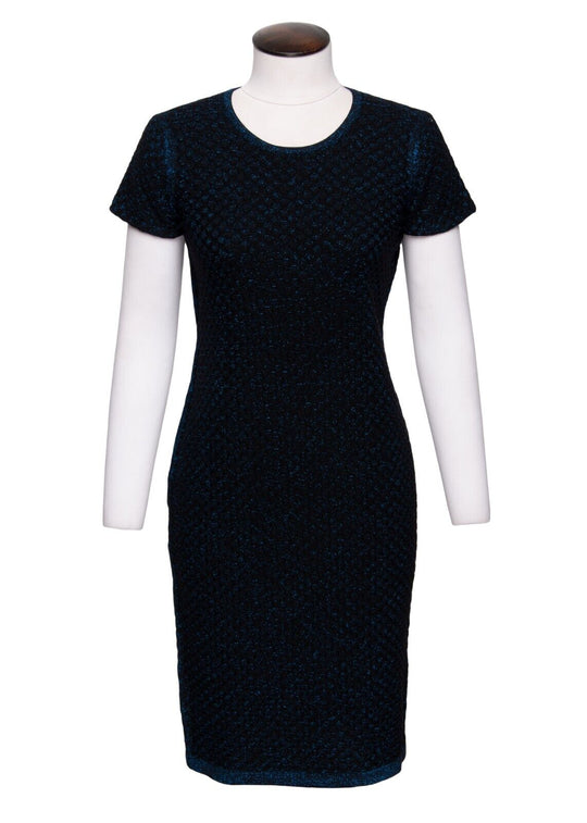 FENDI Pencil Dress Black Navy Wool Women's Knit Knee Length Size 42
