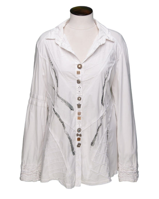 BOTTEGA by Elisa Cavaletti Shirt White Cotton Women's Blouse Size XXL