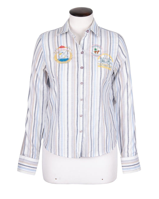 LA MARTINA Shirt Multicolor Striped Cotton Women's Button Up Size M