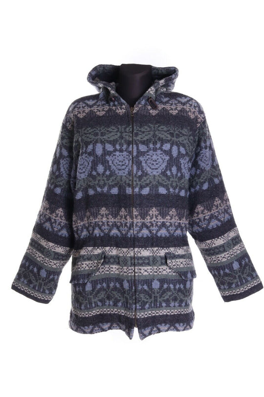 Women's WOOLRICH Vintage Grey Wool Blend Hooded Rugged Outdoor Coat Jacket Sz M