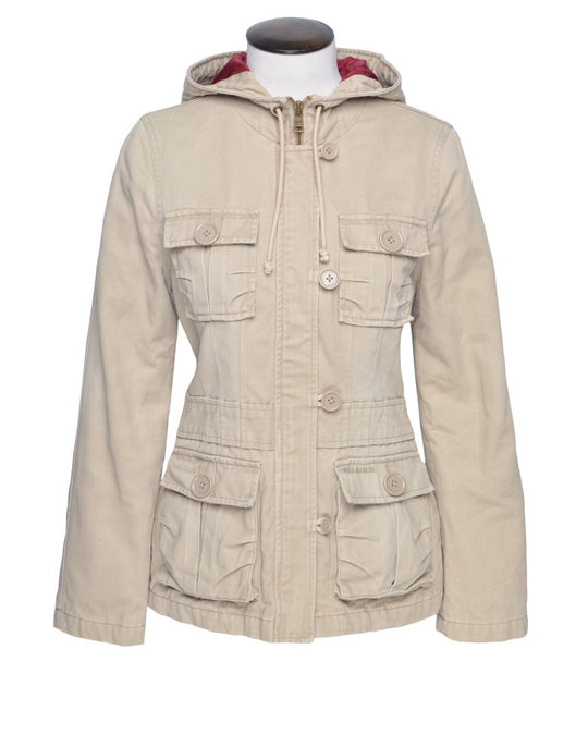 RALPH LAUREN Polo Jeans Hooded Jacket Gray Cotton Women's Multipocket Size S