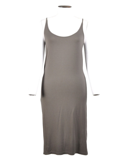 ANNETTE GORTZ Bodycon Dress Gray Scoop Neck Womens Stretch Midi Length Medium