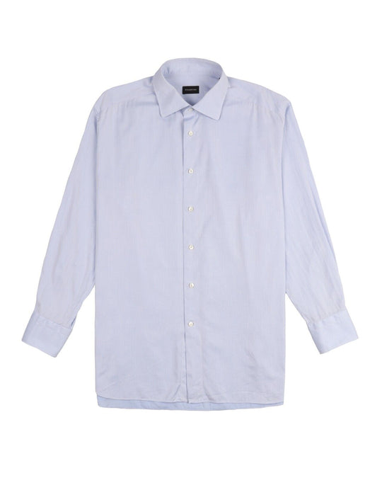 ERMENEGILDO ZEGNA Dress Shirt Blue Cotton Men's Regular Fit Size 44 / 17 1/2
