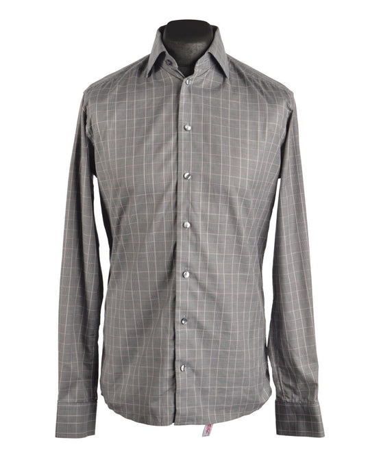 Men's ETON Gray Check Ganghester Cotton Slim Fit Shirt Size 39 /15.5