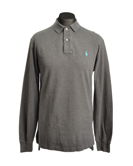RALPH LAUREN Longsleeve Jumper Gray Cotton Polo Neck  Men's Size M