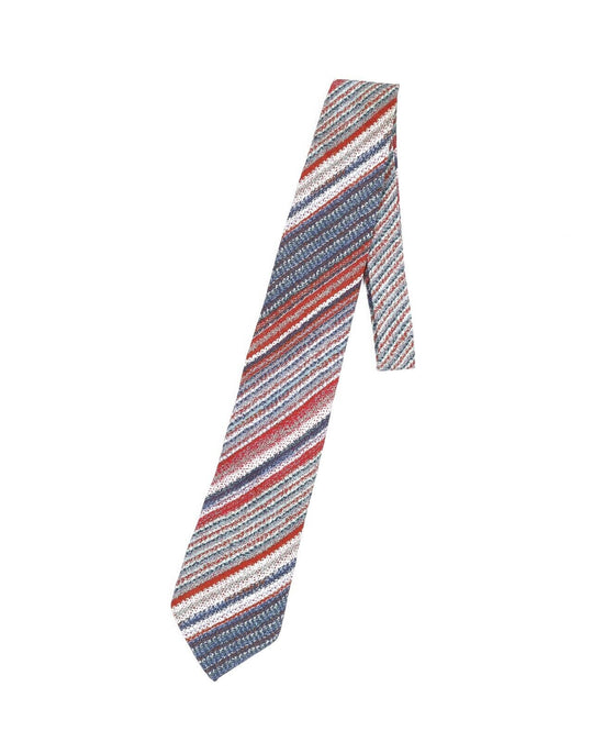 MISSONI Tie Red Striped Pattern Silk Men's Woven Necktie
