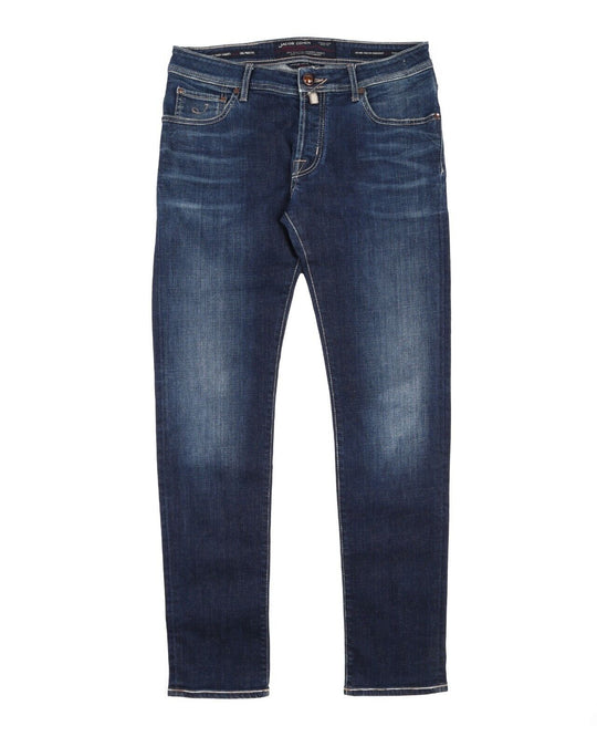 JACOB COHEN Denim Navy Blue Faded Cotton Men's Jeans Size 34