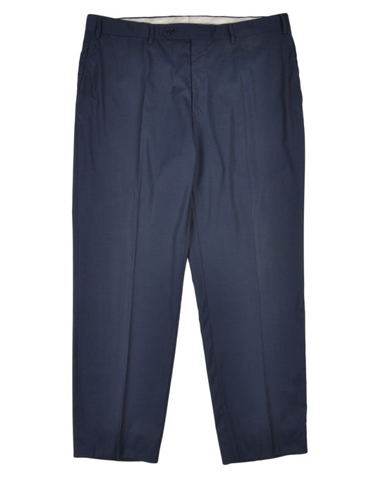 CANALI Dress Pants Blue Wool Mens Straight Leg Trousers Size 54 R