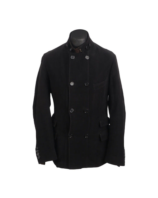 DOLCE & GABBANA Jacket Black Cotton Double Breasted Military Men's Coat Size 50