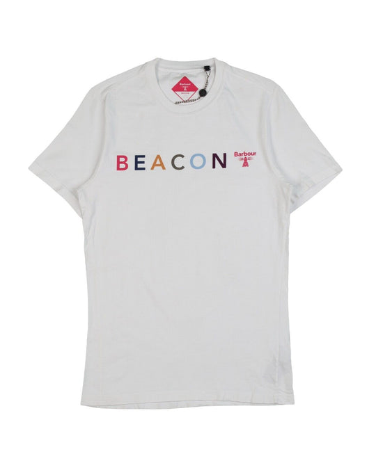 BARBOUR Beacon T-Shirt White Print Cotton Women's Slim Fit Size S