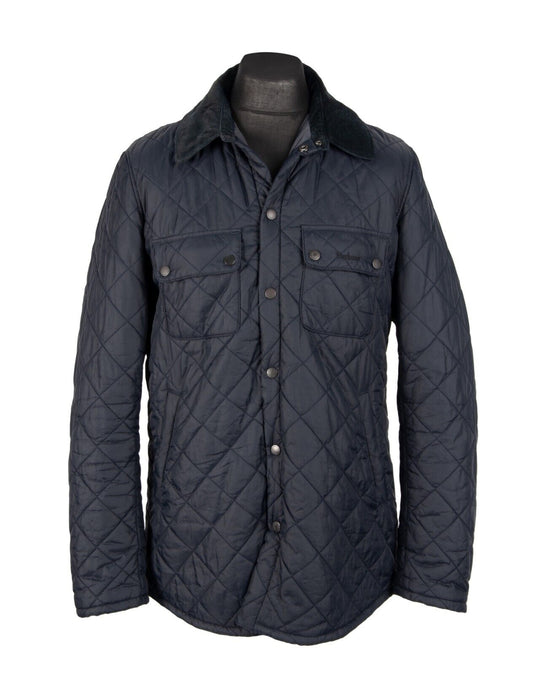BARBOUR Akenside Quilt Jacket Navy Blue Corduroy Collar Men's Size L