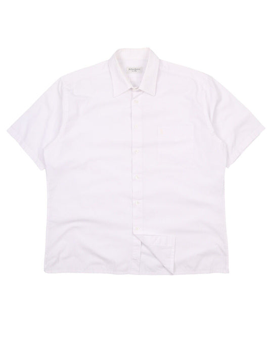 Men's Vintage YVES SAINT LAURENT White Cotton Short Sleeve Shirt Size XL