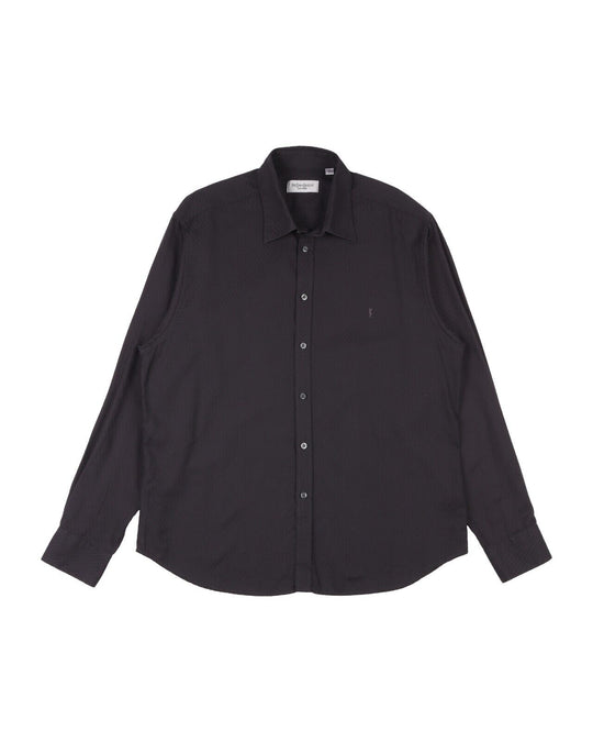YSL YVES SAINT LAURENT Shirt Gray Cotton Men's Button Up Size XL