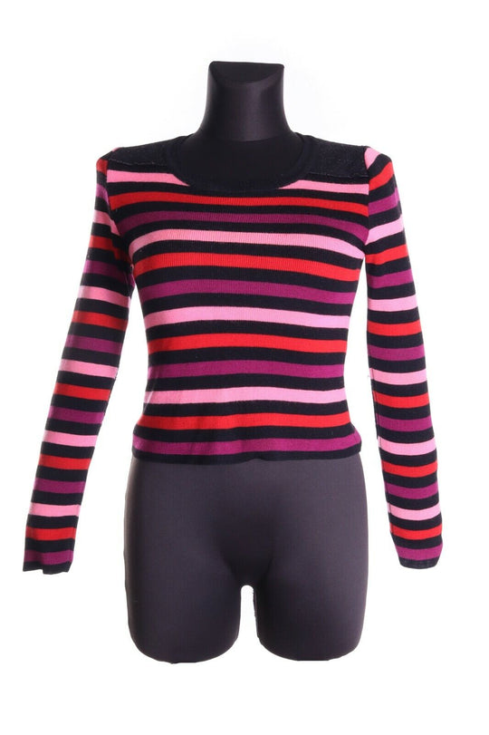 Women's SONIA RYKIEL Vintage Multicolored Striped Wool Crew Neck Sweater Size 34
