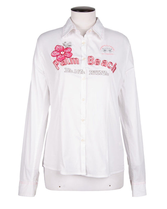 LA MARTINA Shirt Cotton White Embroidered USA Womens Size 5 / L