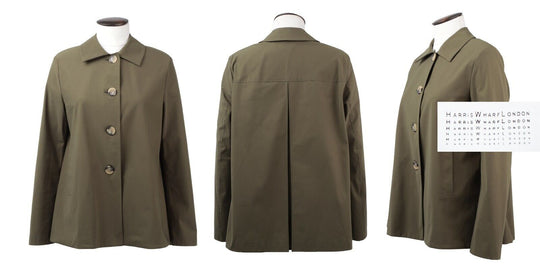 Women's HARRIS WHARF LONDON Olive Cotton Button Jacket Size IT 44