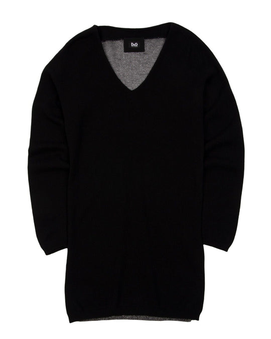 DOLCE & GABBANA Knit Sweater Black Women's V-Neck Tunic Size 40 IT