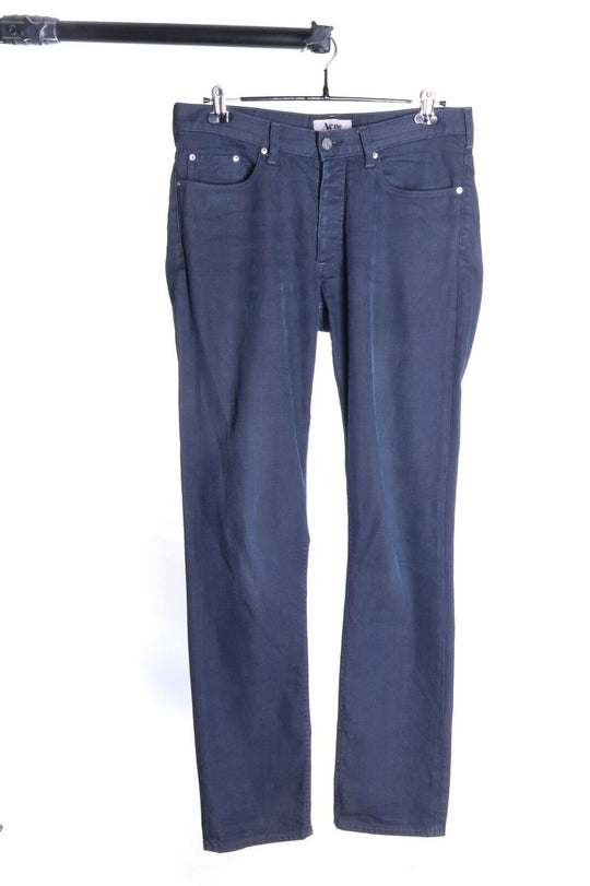 ACNE Navy Blue Cotton Denim Straight ROC / THUNDER Jeans Size 34 / 34