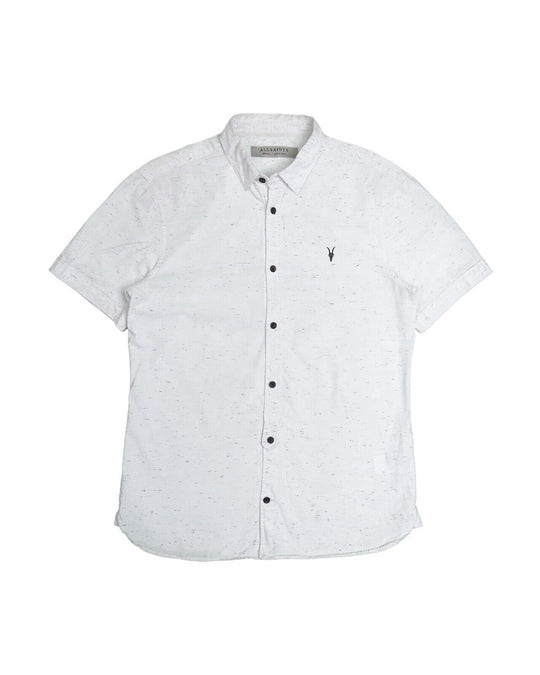 ALLSAINTS Wayscross Shirt White Cotton Men's Button Up Short Sleeve Size S