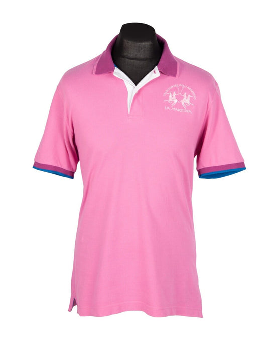 LA MARTINA Polo Shirt Pink Pique Cotton Men's Size M