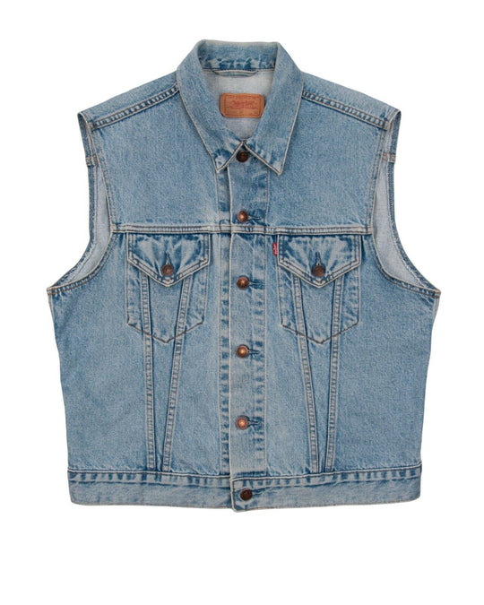LEVIS Vest Jacket Blue Denim Cotton Women's Sleeveless Size XL