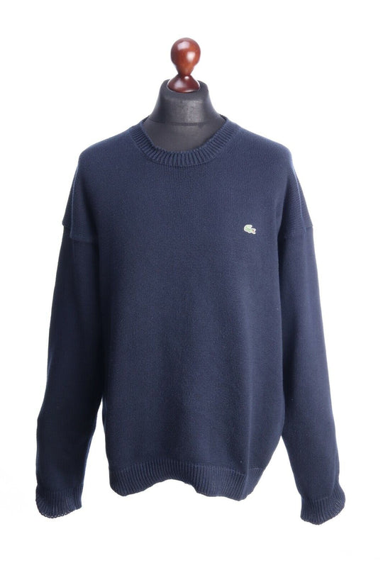 LACOSTE Navy Cotton Knitted Crew Neck Jumper Sweater Size 6