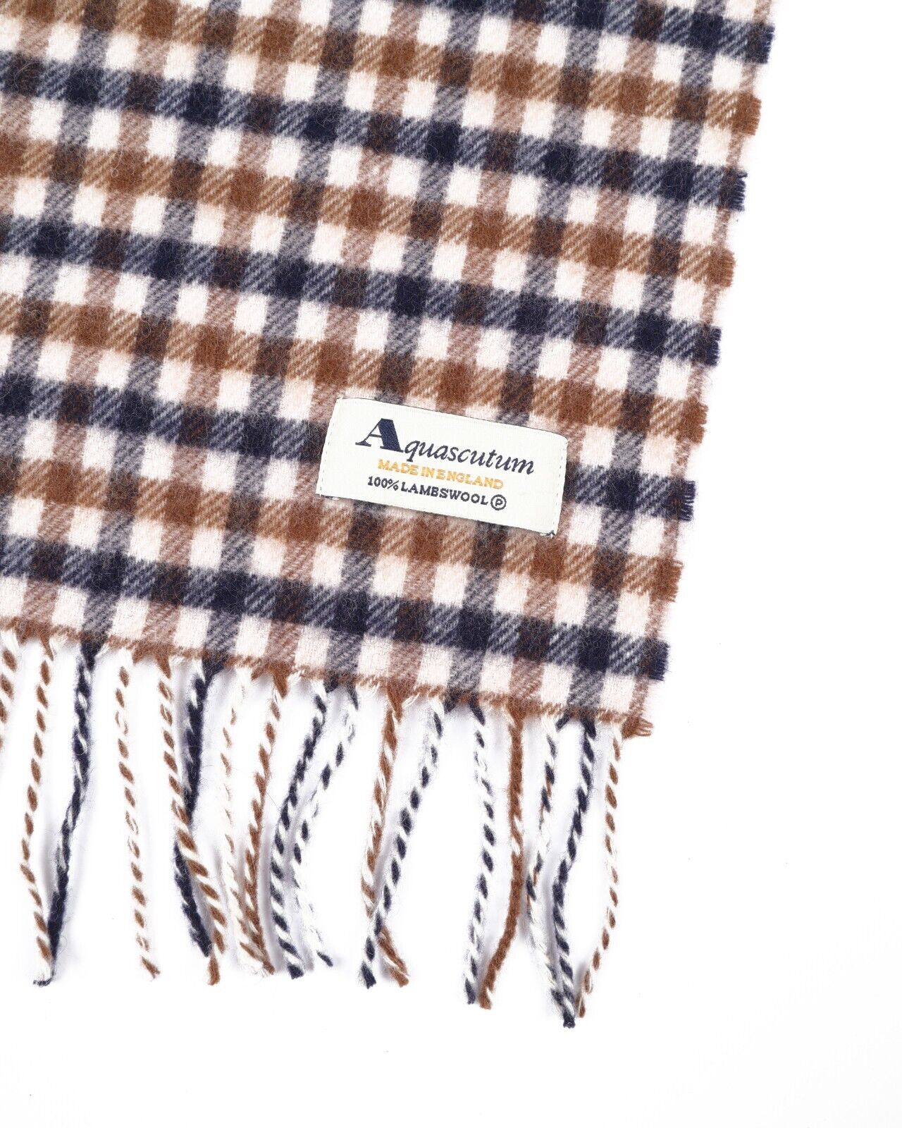 AQUASCUTUM Scarf Muliticolored Lambswool Check Plaid rewear