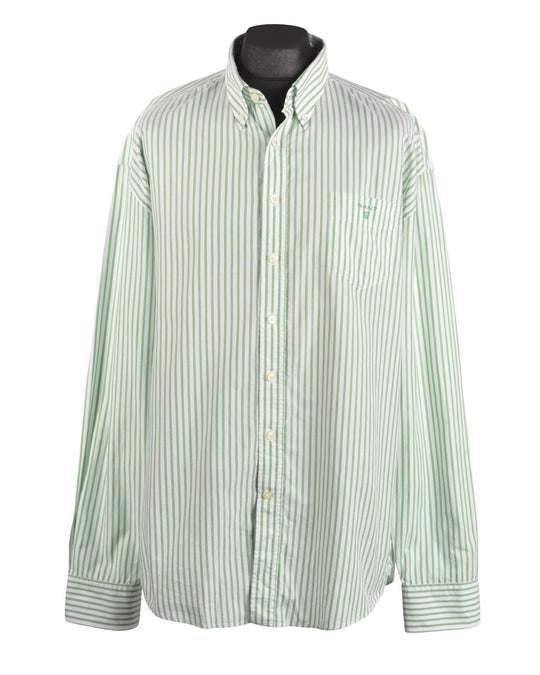 Men's GANT Green Cotton Striped The Bold Breton Regular Fit Shirt Size 3XL