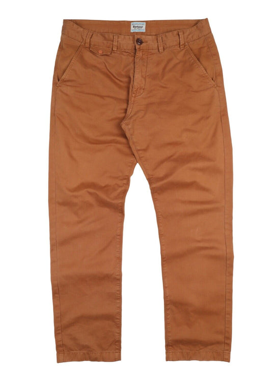 BARBOUR Chino Pants Ochre Brown Cotton Casual Men's Trousers Size 36