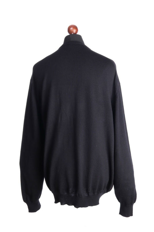 Men's GRAN SASSO Black Wool V-Neck Sweater Jumper Size 58