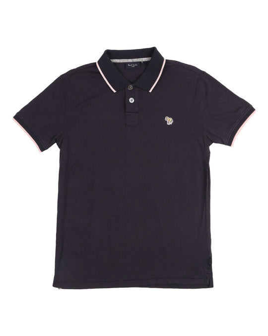 PAUL SMITH Polo Shirt Pique Cotton Navy Blue Zebra Logog Mens Size M