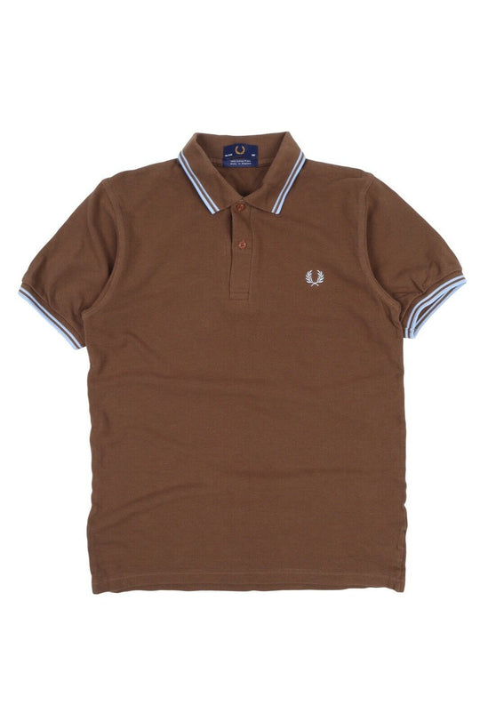 Men's FRED PERRY Brown Pique Cotton Short Sleeve Polo Shirt Size 38