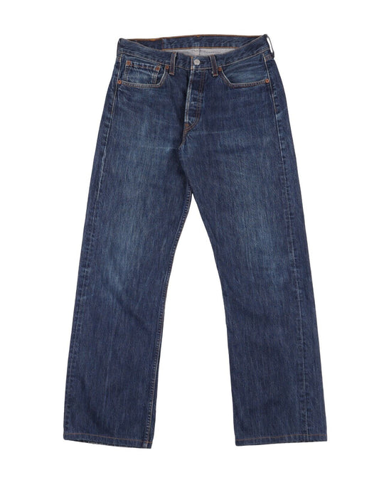 LEVIS 501 Jeans Navy Blue Cotton 5-Pockets Mens Denim Size 32 x 34