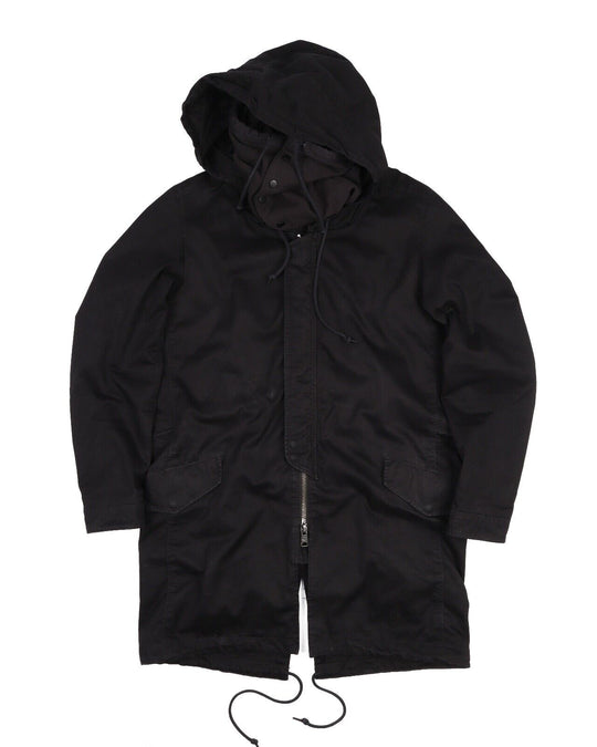 ALLSAINTS  Prior Parka Black Cotton Hooded Gaiter Men's Jacket Size S
