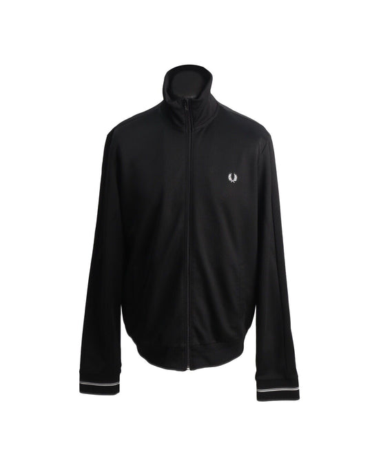 FRED PERRY Track Top Full Zip Sweater Black Men's Jumper Size XL