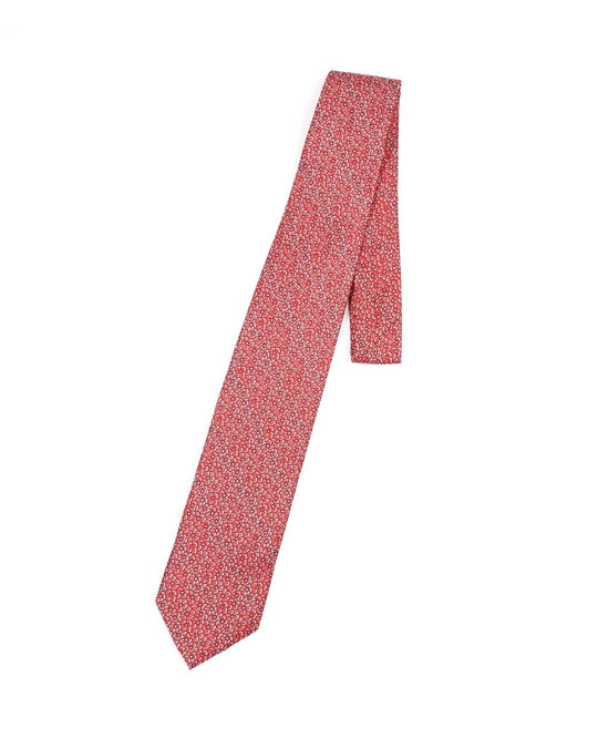 SALVATORE FERRAGAMO Tie Red Floral Print Silk Men's Woven Necktie