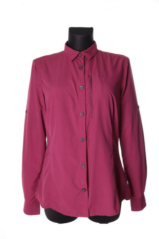 Women's FJALLRAVEN Burgundy Polyamide Long Sleeve Outdoor Shirt Size M