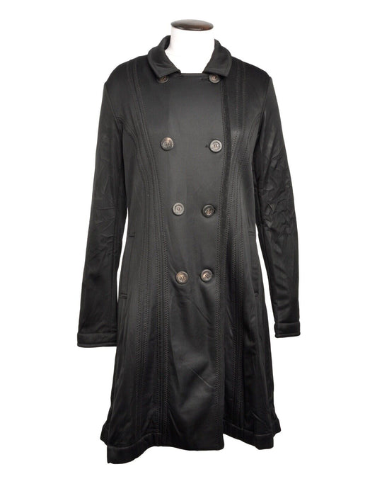 MARITHE +FRANCOIS GIRBAUD Coat Black Double Breasted Women's Overcoat Size 42
