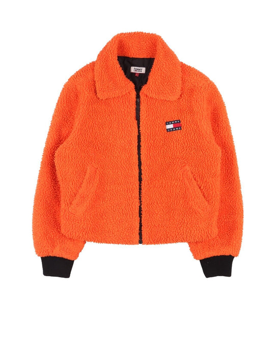 TOMMY HILFIGER Jeans Deep Pile Fleece Jacket Orange Women's Full Zip Size L