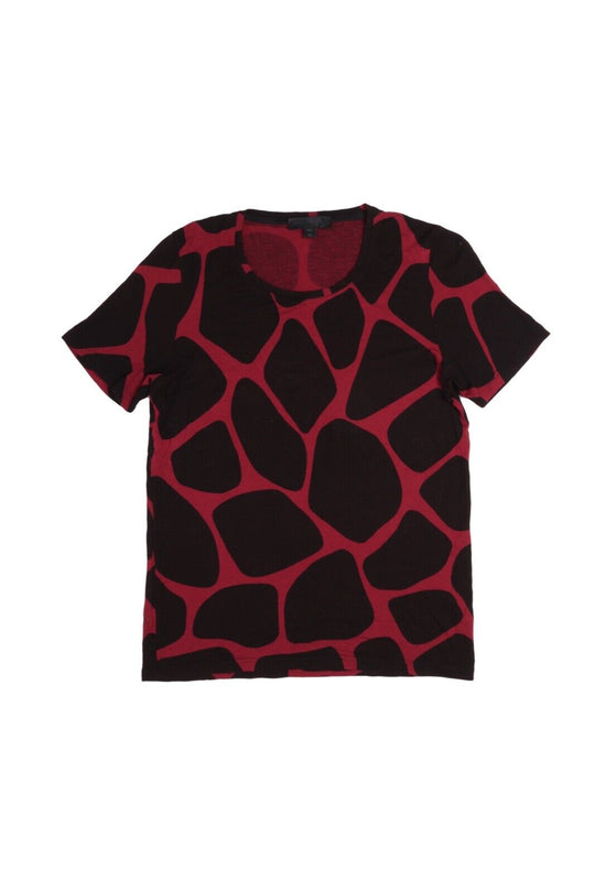 Men's BURBERRY PRORSUM Giraffe Print Red Black Viscose T Shirt Size XS