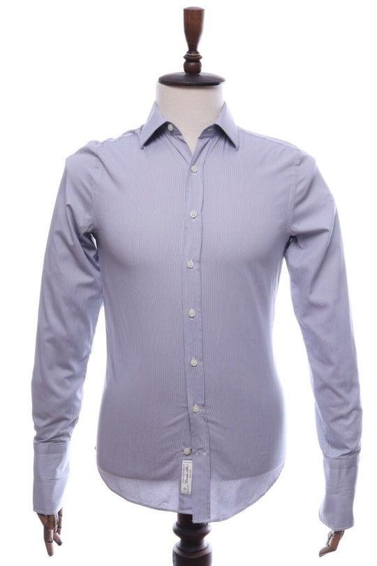 Men's GANT Grey Pinstripe Cotton Cocktail Hour Shirt Size 38 / s