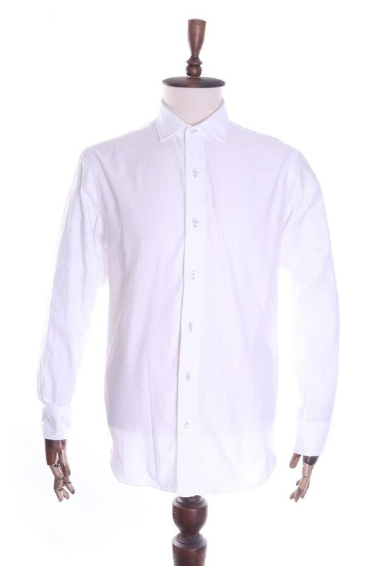 Men's SALVATORE PICCOLO Napoli White Cotton Shirt Size 16.5 / 42