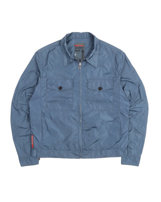 PRADA Jacket Blue Shimmer Nylon Men's Overshirt Size M